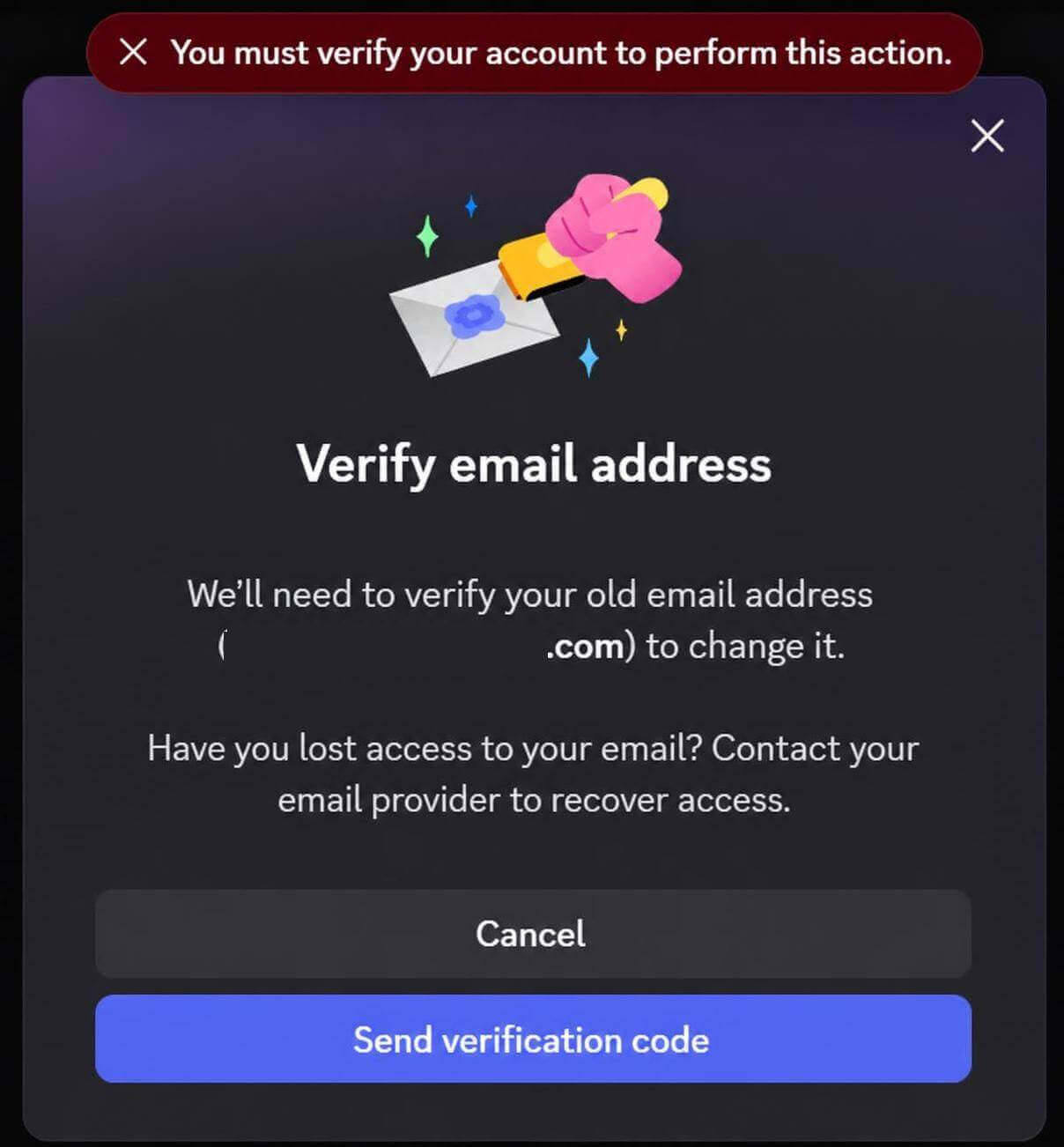 Discord account verification error and messages not loading